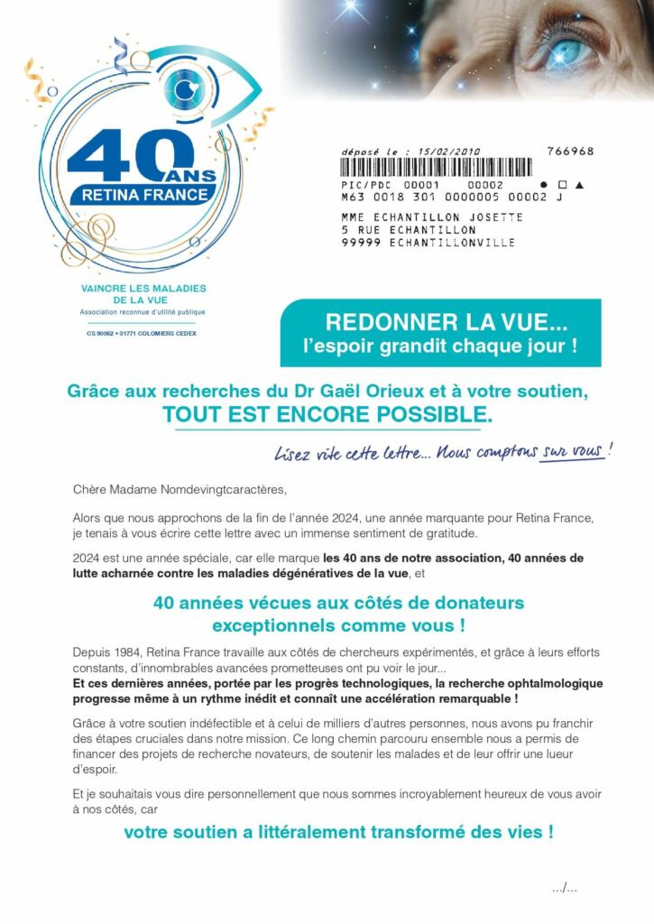 Rédaction Courrier appel aux dons page 1 Retina France