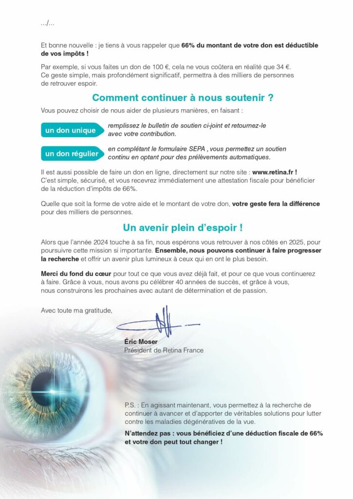 page 4 Retina France mailing de fidélisation appel aux dons