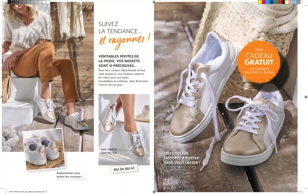 Document cadeau helline sneakers dorées gratuit