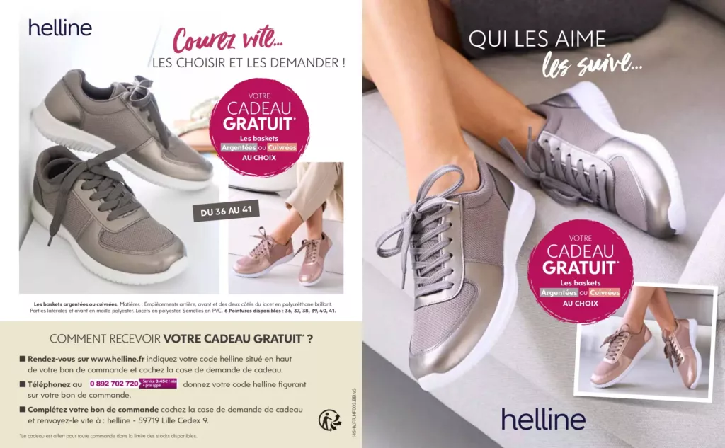 flyer cadeau supports imprimés choix baskets helline